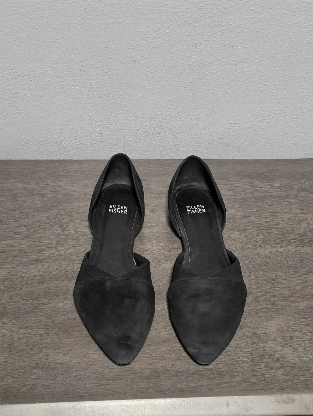 EILEEN FISHER Ida Dorsay Flats Womens Size 8.5 Black Suede Leather Minimalist